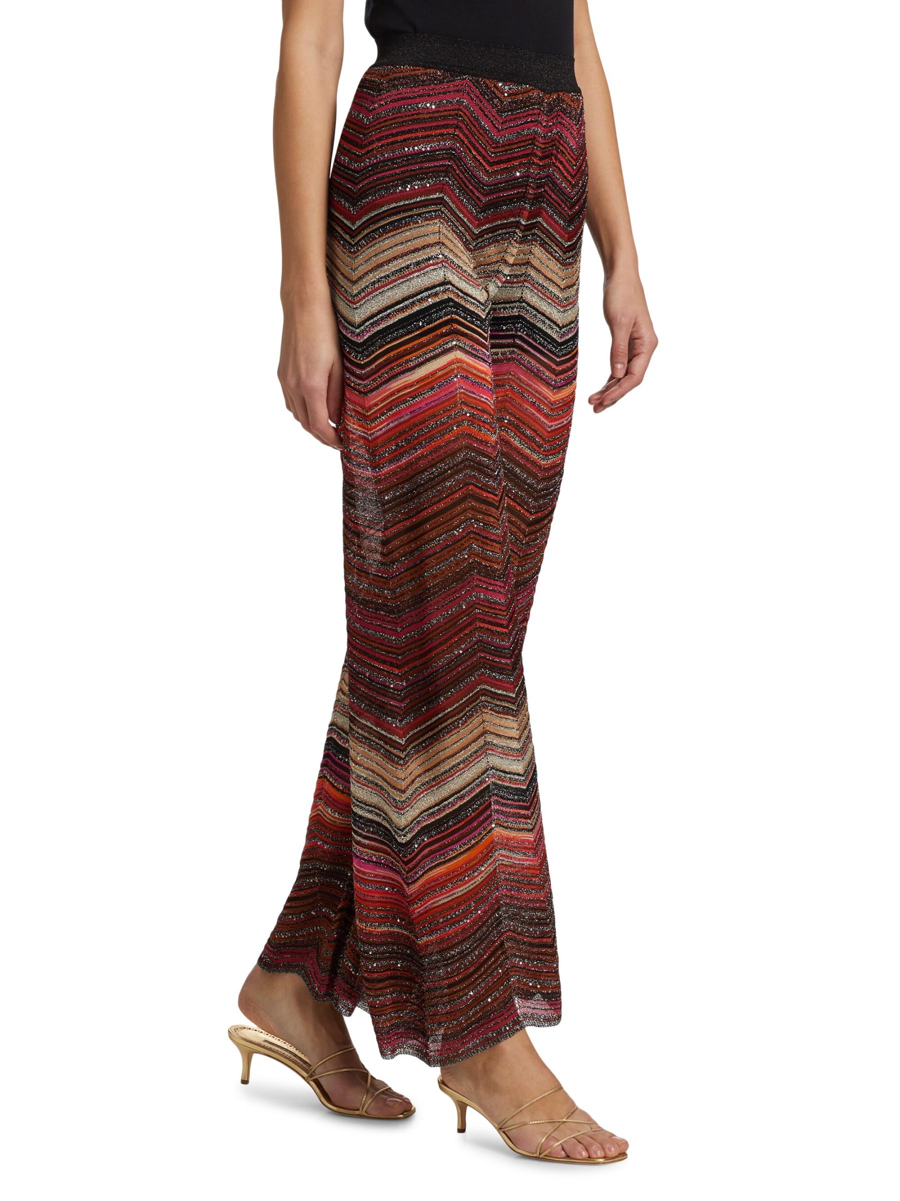 MISSONI★素敵！メタリックな輝きが映えるクロシェ編みパンツ MISSONI メタリッククロシェニット パンツ ストライプ柄 | NET-A
