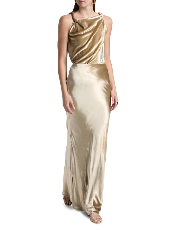 #7: تنورة لينيت فيلفيت ماكسي - شامبانيا