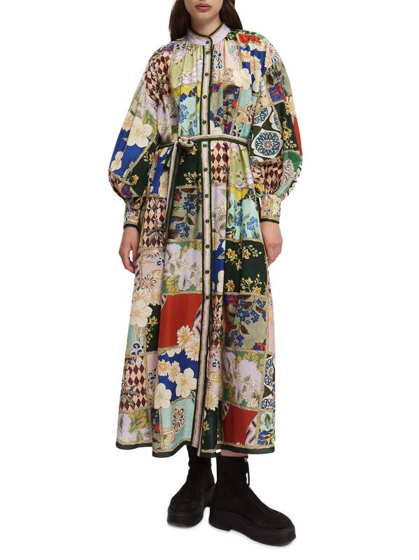 #4: قميص بيانكا مرقع بحزام - متعدد