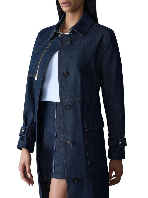 ●MACKAGE●INDIA-DNMオーガニックコットンデニムトレンチコート INDIA-DNM Cotton Trench Coat for Women | Mackage US