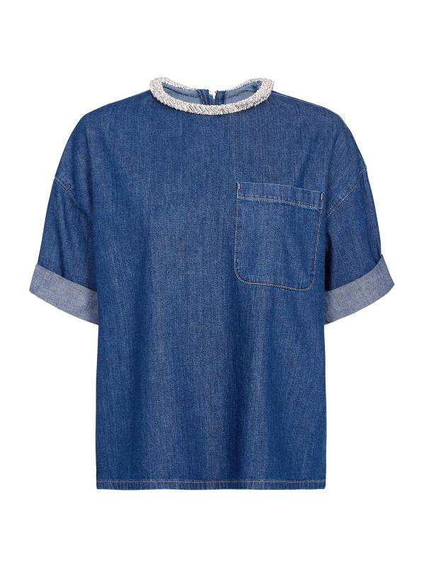 تيشيرت دنيم مزيّن مسبقًا