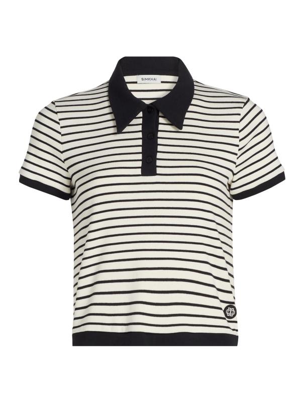 قميص بولو مخطط من مزيج القطن القابل للتمدد من كولين