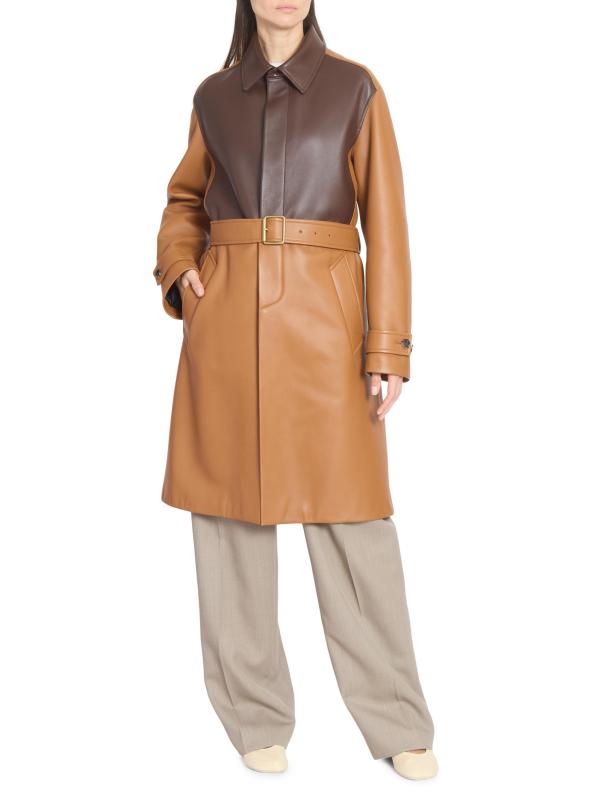 #2: معطف بحزام من الجلد الملون - أسمر