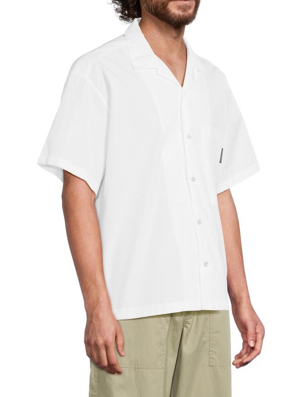 #3: قميص قطني كلاسيكي بشعار منحني - أبيض + أسود