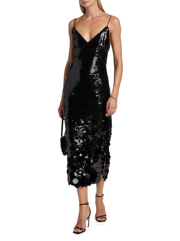 #7: فستان متوسط الطول مزيّن بالترتر من راي - أسود