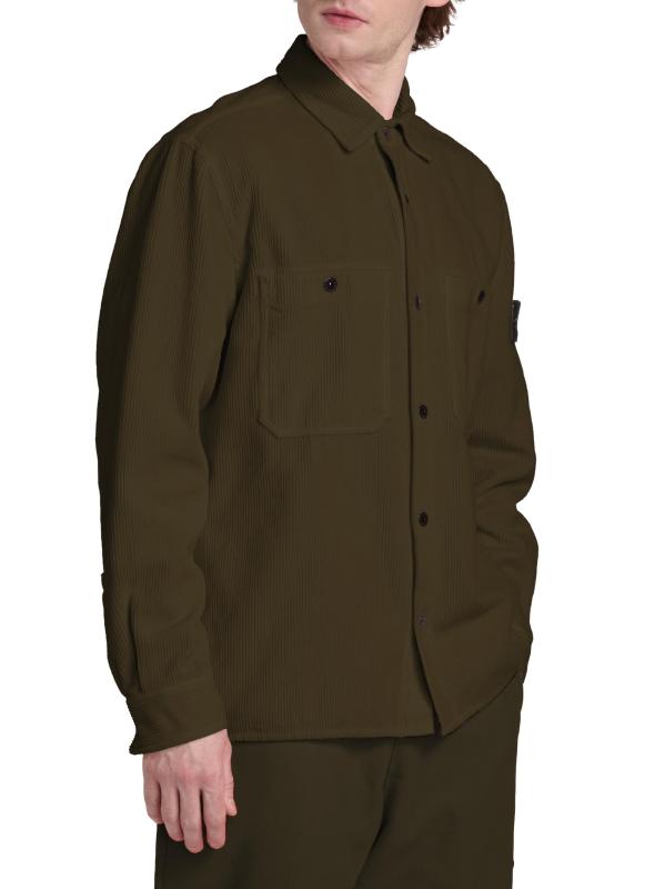 #3: جاكيت قميص من القطن المنقوش - أخضر عسكري