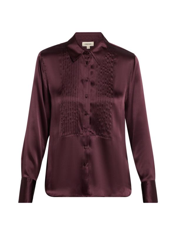 قميص ديفيا من الحرير مزين بدبابيس