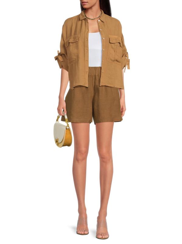 #6: قميص كتان بجيب - كاري