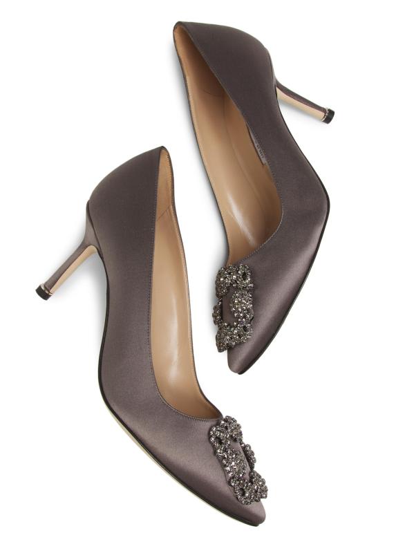 #6: مضخات ساتان مرصعة بالكريستال مقاس 70 مم من هانجيسي - رمادي داكن