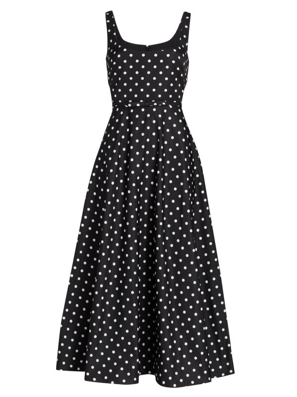 Classic Polka Dot Midi-Dress
