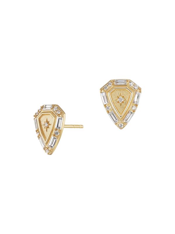 Tarot 18K Yellow Gold 
0.56 TCW Diamond Shield Stud Earrings
