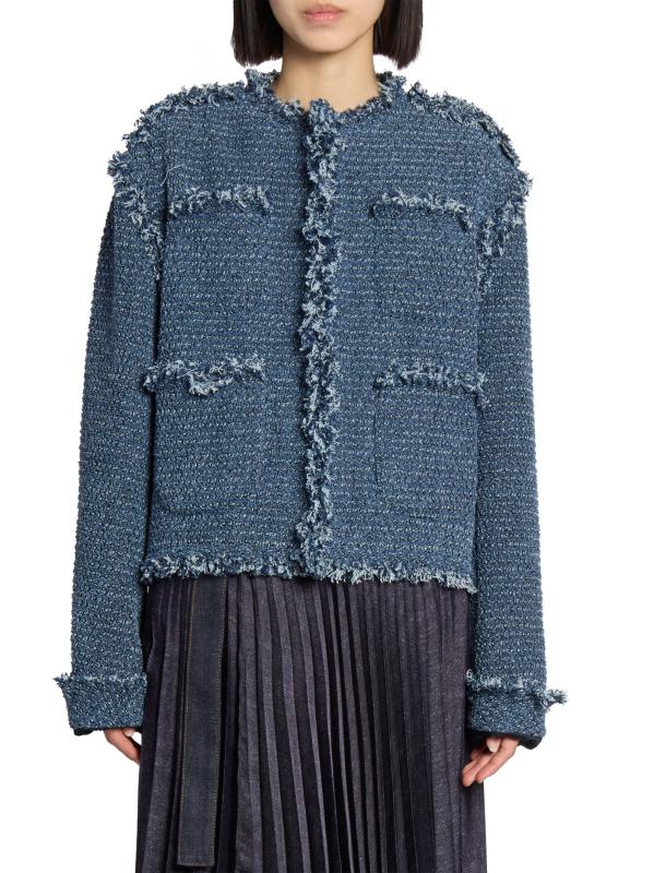 新作【SACAI】Punched Denim Jacket Punching Denim Jacket - ByGeorge