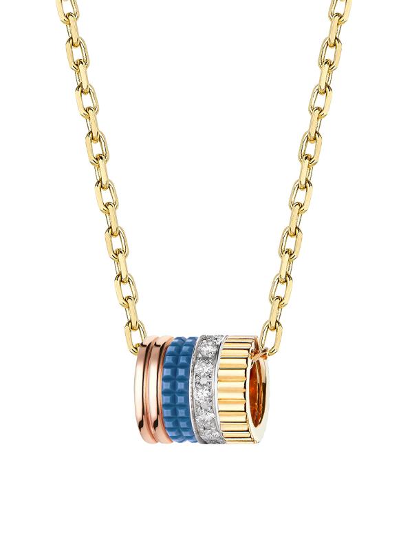 Unisex Quatre Blue Edition Tri-Tone 18K Gold, HyCeram 
0.17 TCW Diamond Pendant Necklace