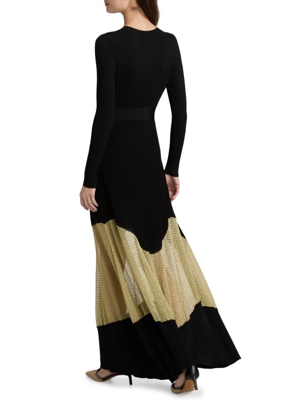 #4: فستان Roanne الطويل المحبوك من الصوف والكشمير - الذهب الأسود
