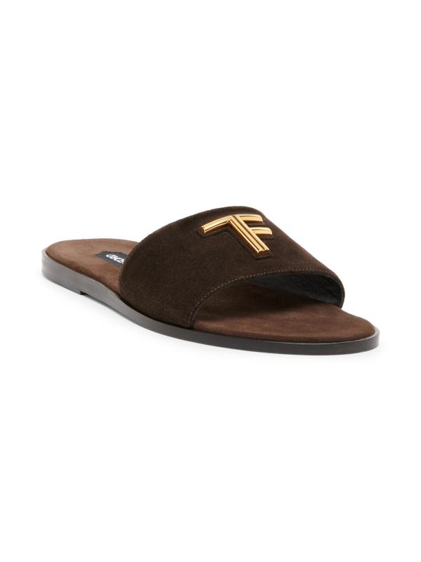 TOM FORD ブライトン レザー スライド サンダル TOM FORD Croc-Embossed Brighton Sandals | Harrods US