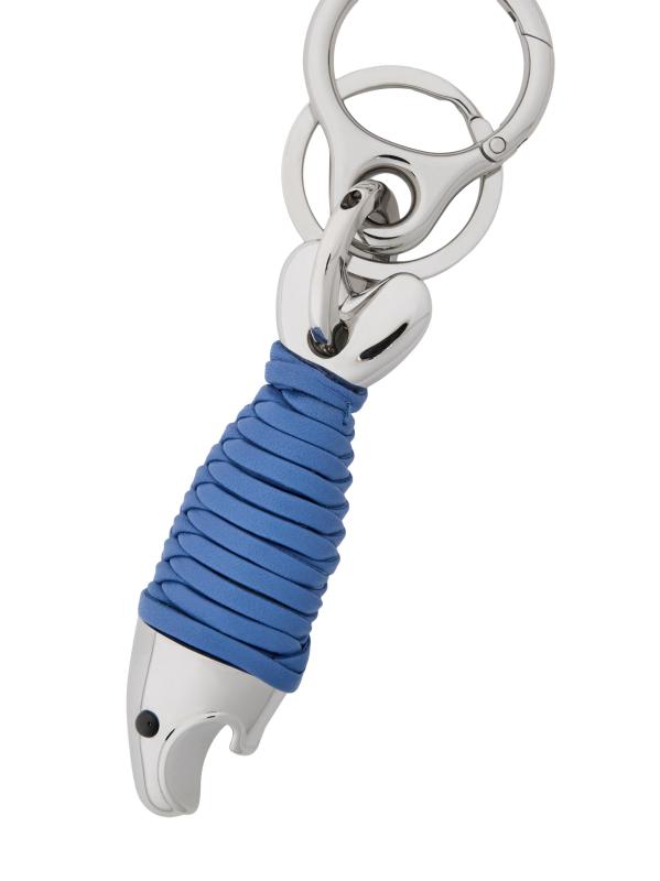 #3: حلقة مفاتيح فتاحة زجاجات الأسماك - أزرق فضي على شاطئ البحر