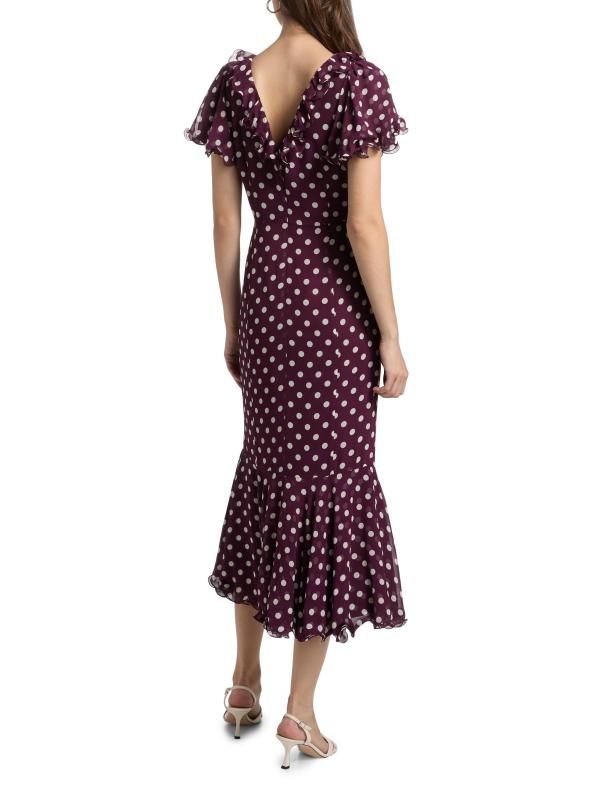 #4: فستان متوسط الطول مكشكش بنقشة من ليرا - ديب بلوم متعدد