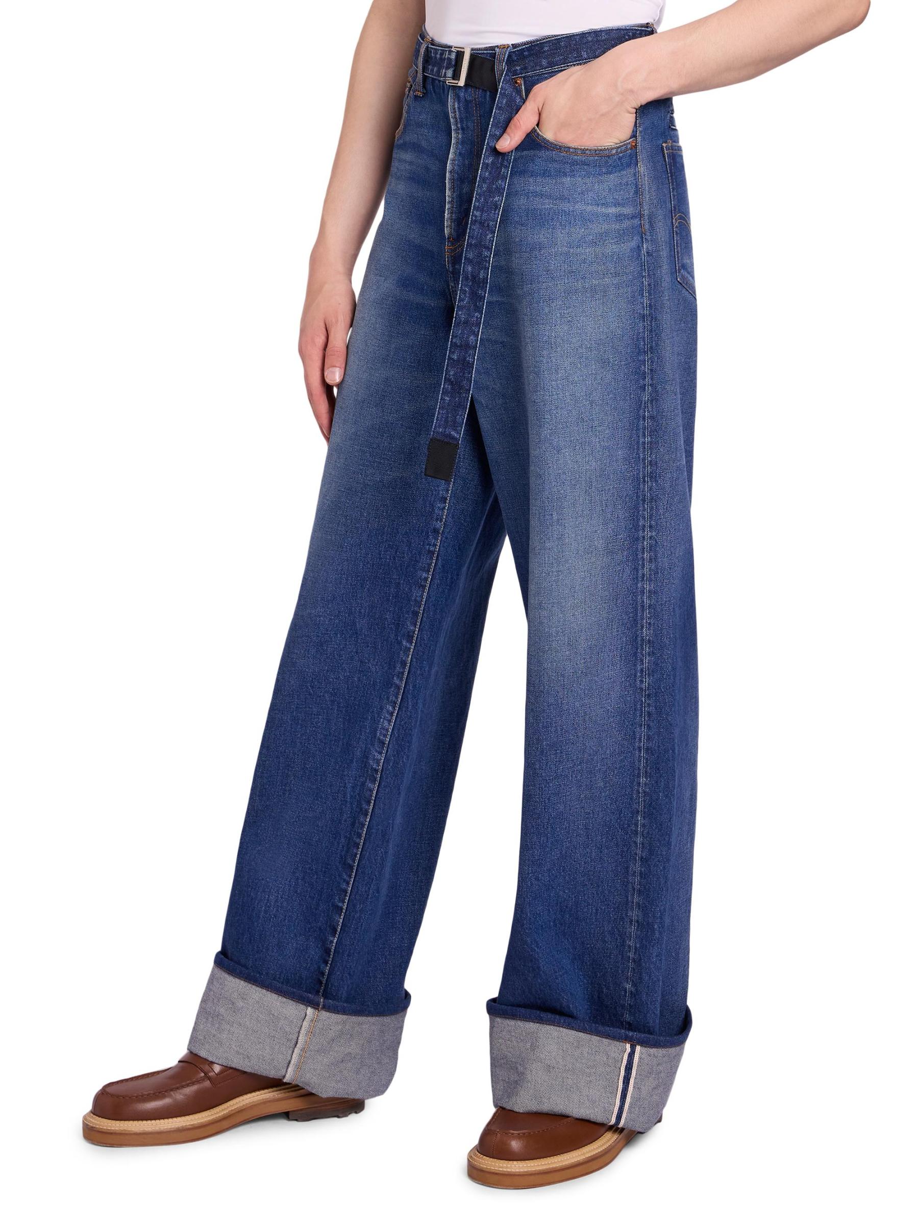 【新品未使用】sacai クラシック ワイド デニム パンツ サイズ2 2新品 sacai サカイ メンズ デニム パンツ ジーンズ ベルト付き