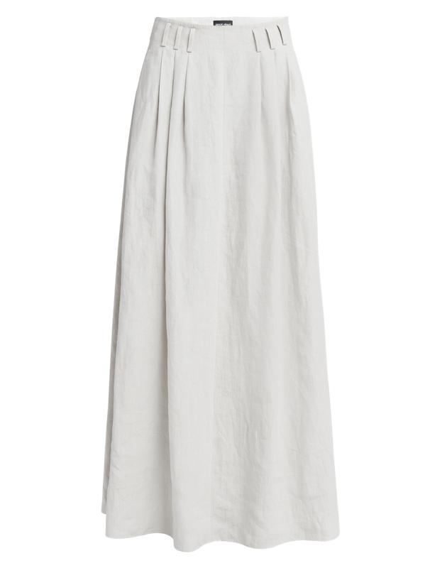 تنورة ماكسي من الكتان بطيات