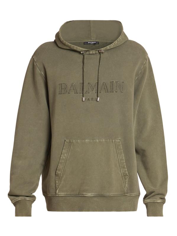 Balmain ロゴ エンブロイダリー コットン パーカー 人気 Balmain - エンブロイダリーロゴコットンパーカー をオンライン