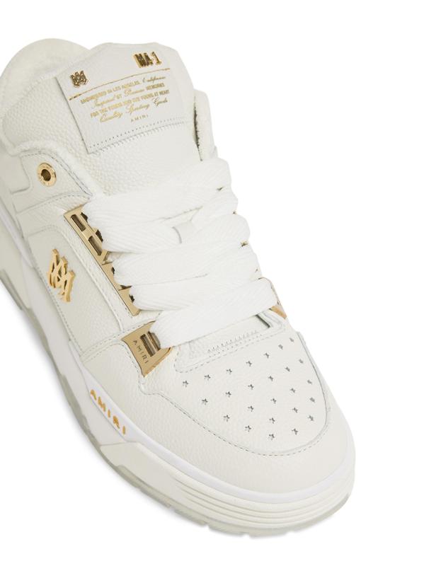 #4: حذاء رياضي بقبة قصيرة من الجلد المعدني MA-1 - أبيض