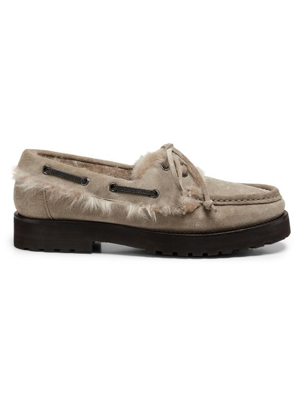 Suede-Shearling Loafers