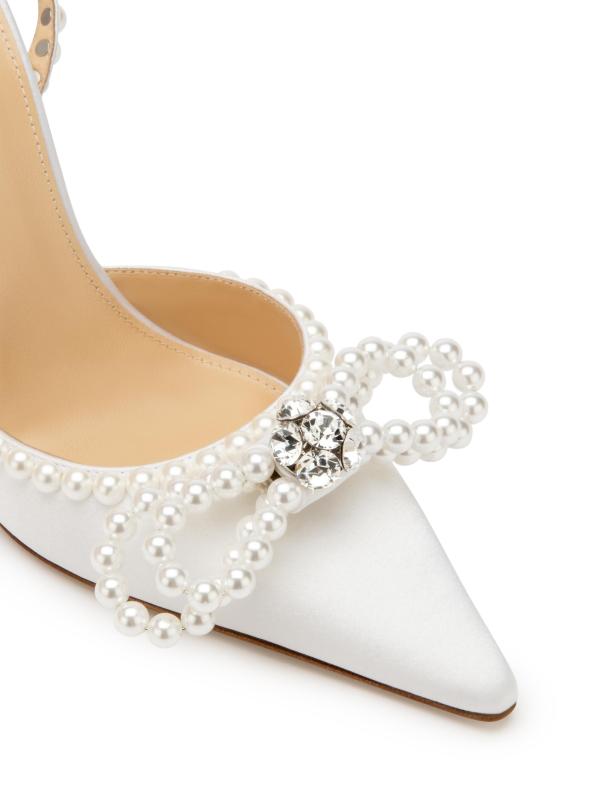 #5: حذاء ساتان مزيّن بفيونكة مزدوجة 110 ملم - أبيض