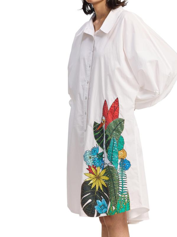 #6: فستان متوسط الطول بنقشة الزهور - أبيض