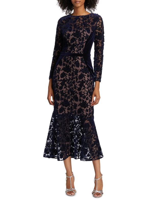 Shop Marchesa Notte Velvet Lace Cocktail Dress Saks Fifth