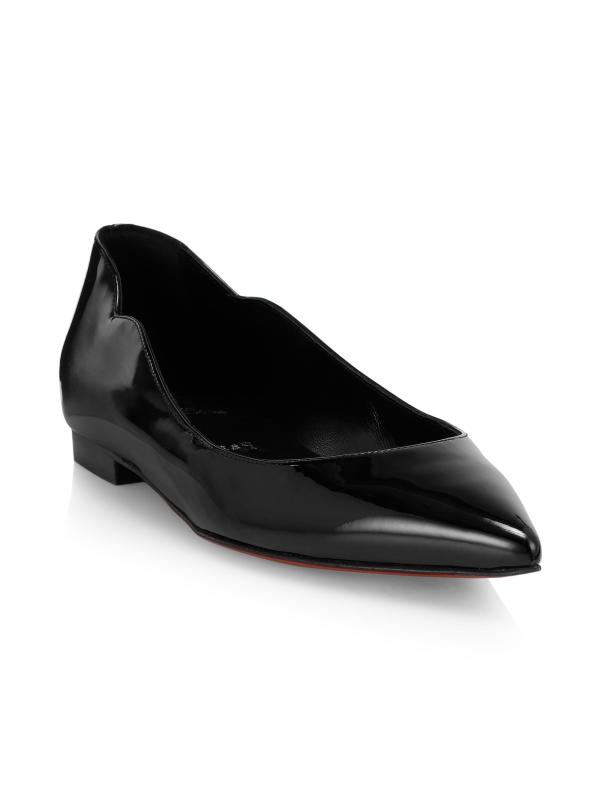 Shop Christian Louboutin Hot Chickita Leather Flats Saks Fifth