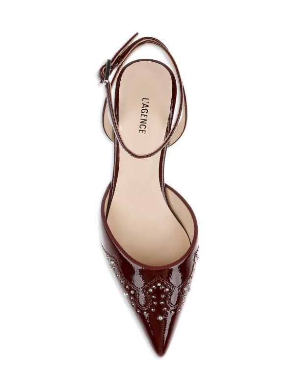 #5: حذاء Liana مقاس 45 مم من الجلد اللامع بكعب صغير - براءة اختراع النبيذ