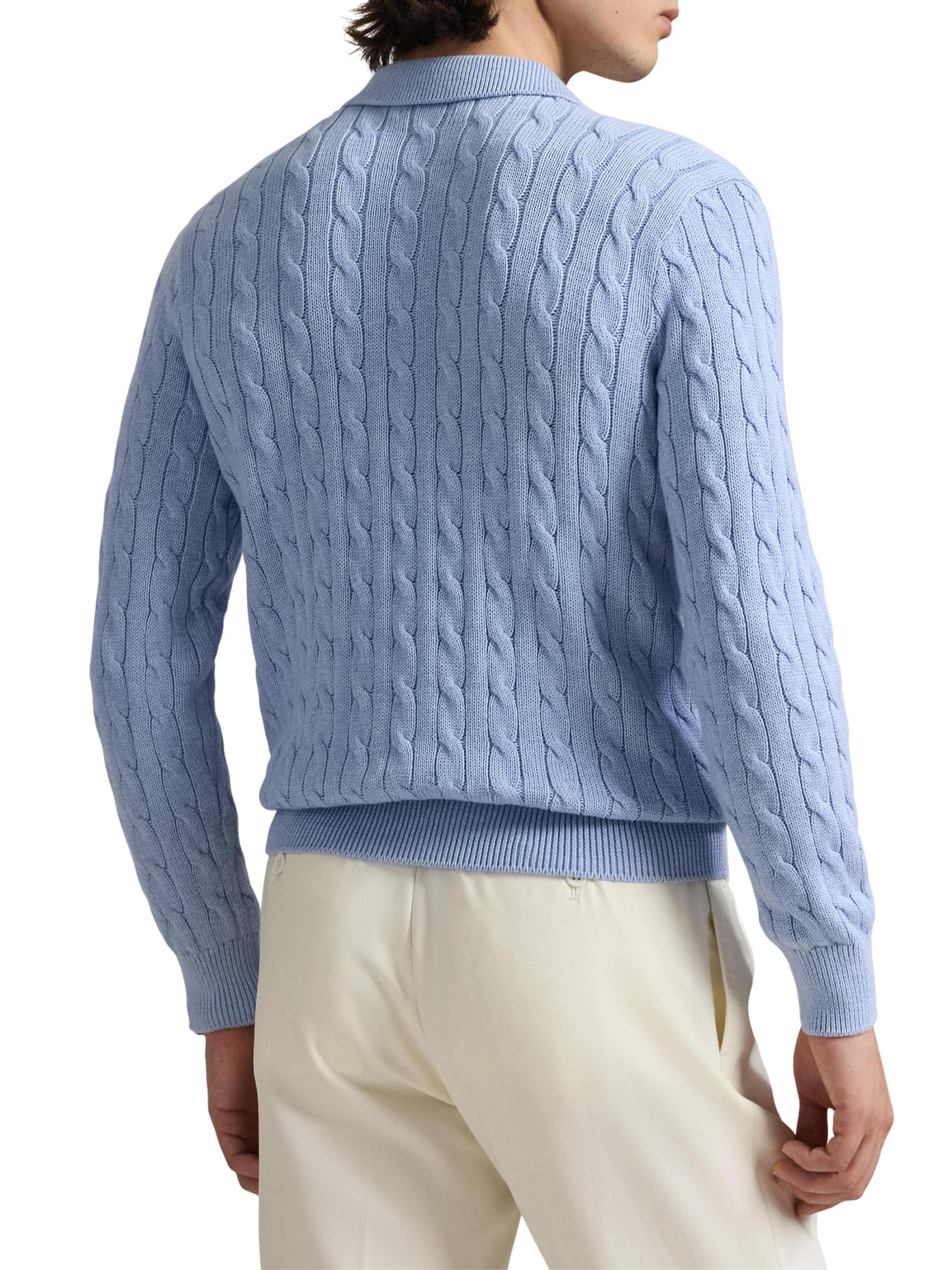 Cable-Knit Cotton Polo-Collar Sweater