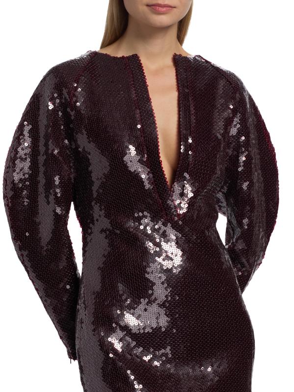 #5: فستان قصير مزين بالترتر بفتحة رقبة من Mitilla - بورغونا