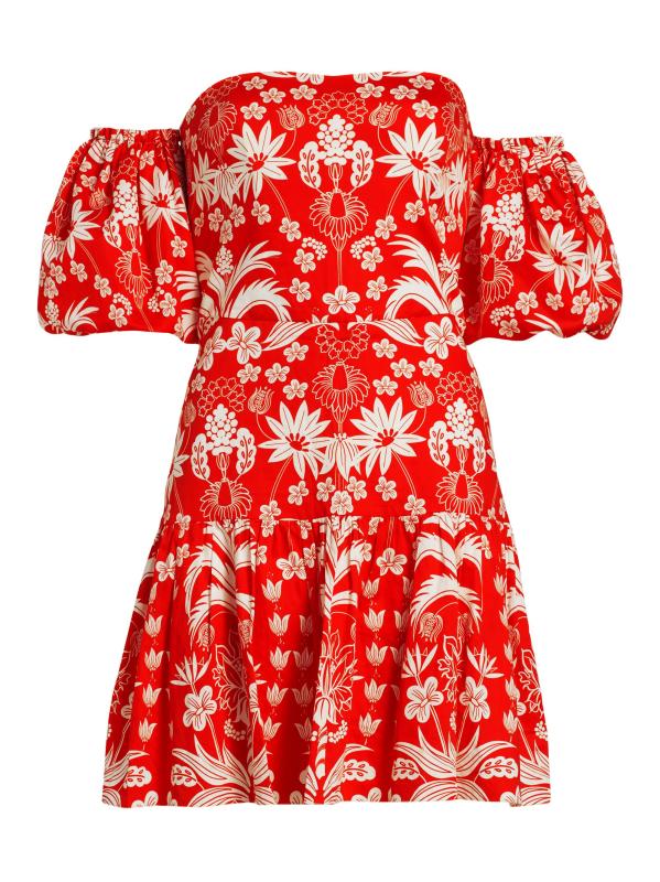 فستان زيغي قصير مكشوف الكتفين