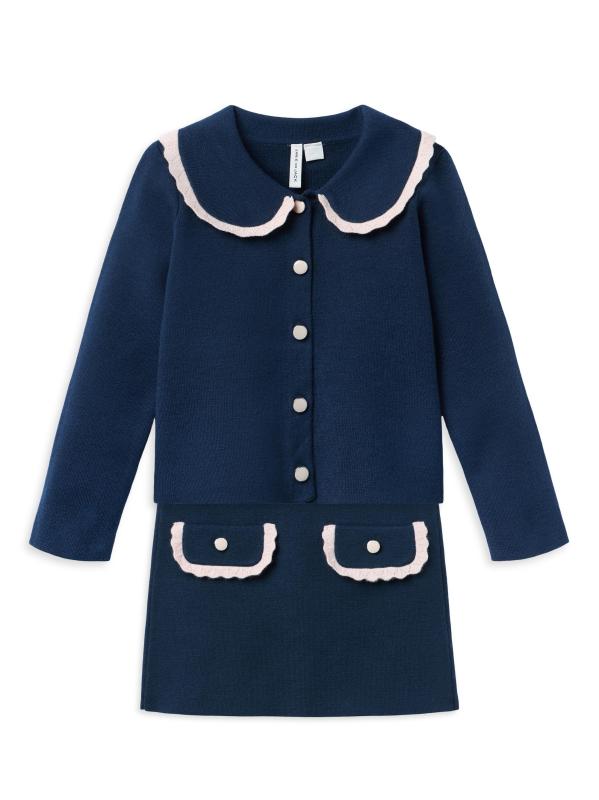 طقم سترة وتنورة من الكروشيه للفتيات والفتيات الصغيرات