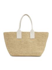 トートバッグ Easy Medium Shopper Bag - Ganni - Raffia - White Shop GANNI - Medium Easy Shopper Raffia Tote Bag | Saks