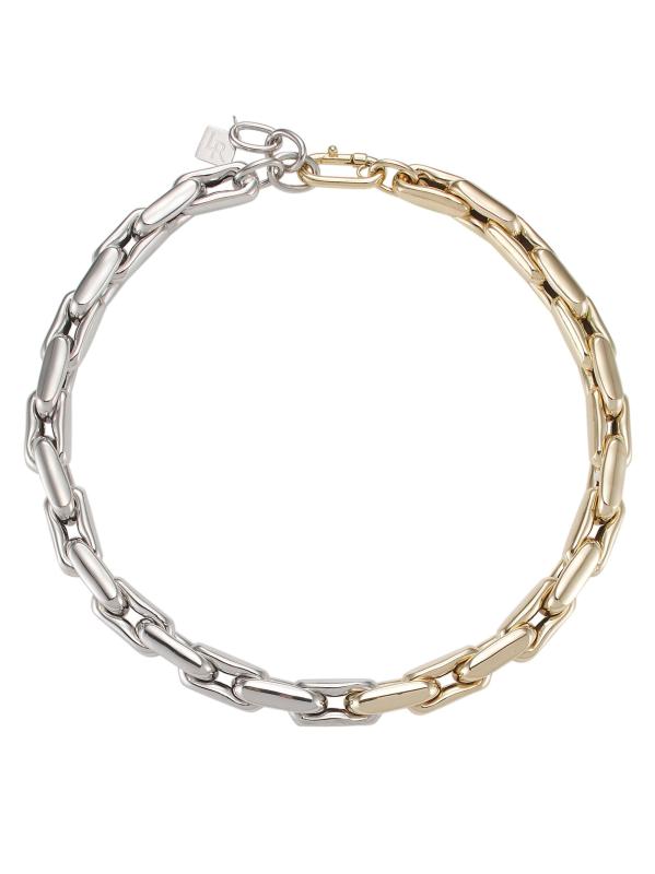 قلادة ذات سلسلة متوسطة من الذهب عيار 14 قيراطًا بلونين