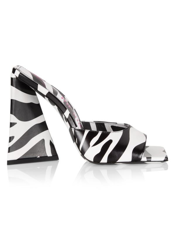 サンダル・ミュール The Attico Devon Zebra Print 115Mm Mules Shop The Attico - Devon 115MM Zebra-Print Leather Mules