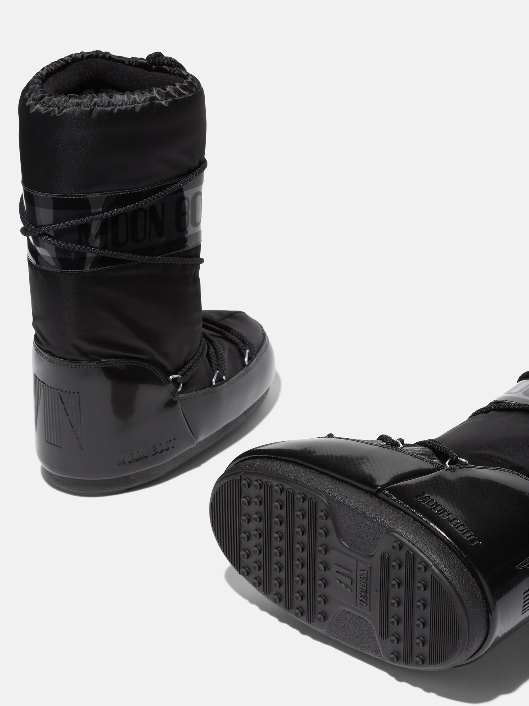 【関税込み】Moon Boot ブラック Icon Glance サテン ブーツ ICON LOW GLANCE BLACK SATIN BOOTS | Moon Boot®