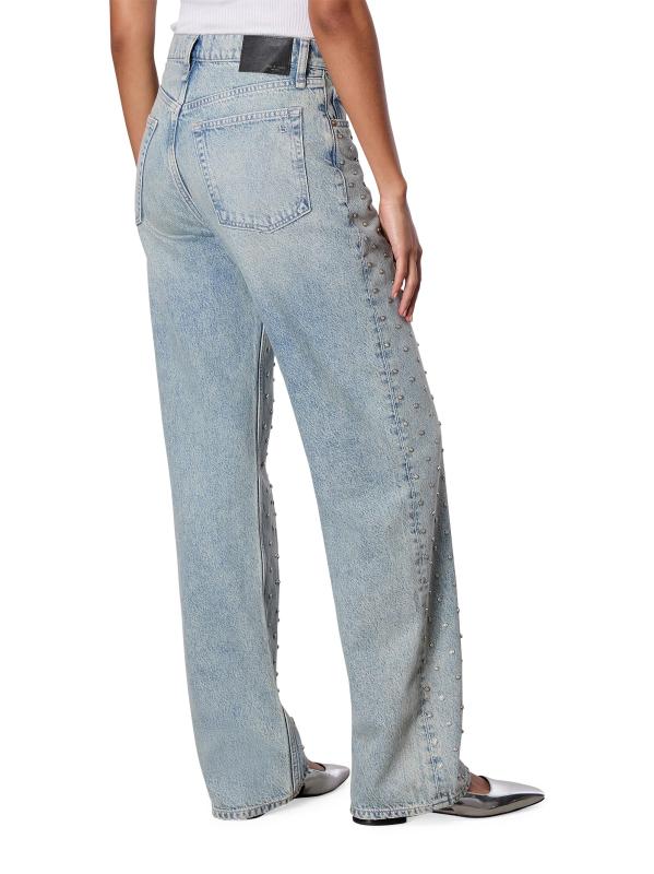 #3: بنطال جينز بخصر مرتفع مزين بشيا - ديسي بيرل