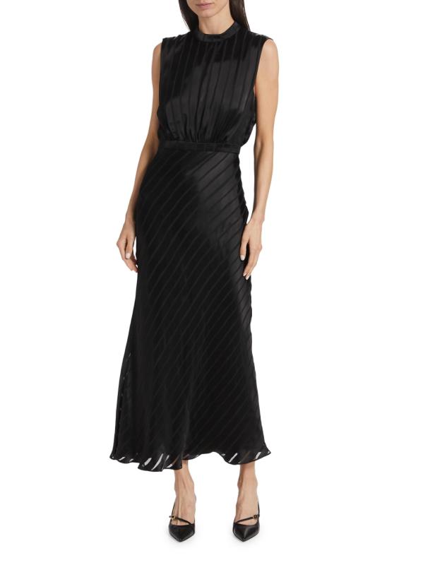 Shop Saloni Stamped Silk Sleeveless Midi-Dress Saks Fifth