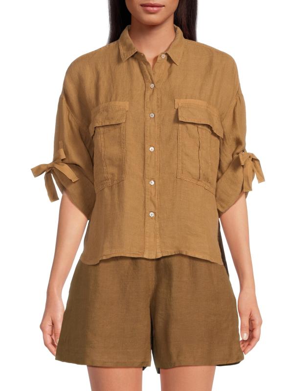 #2: قميص كتان بجيب - كاري