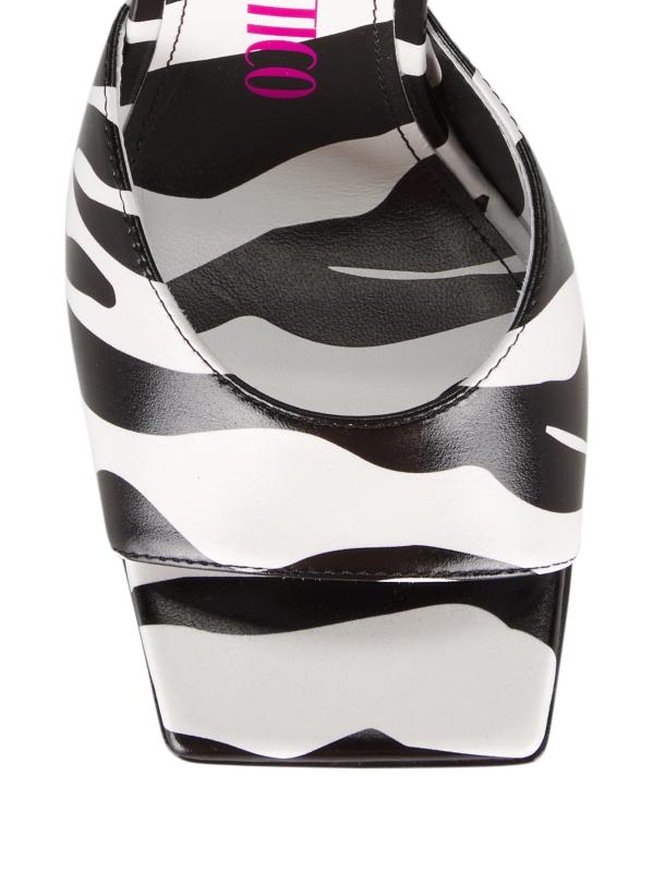 Shop The Attico - Devon 115MM Zebra-Print Leather Mules
