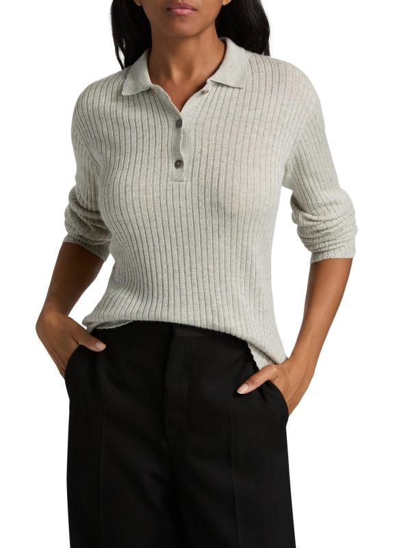 #2: سترة بولو من الحرير والكشمير - اللون الرمادي