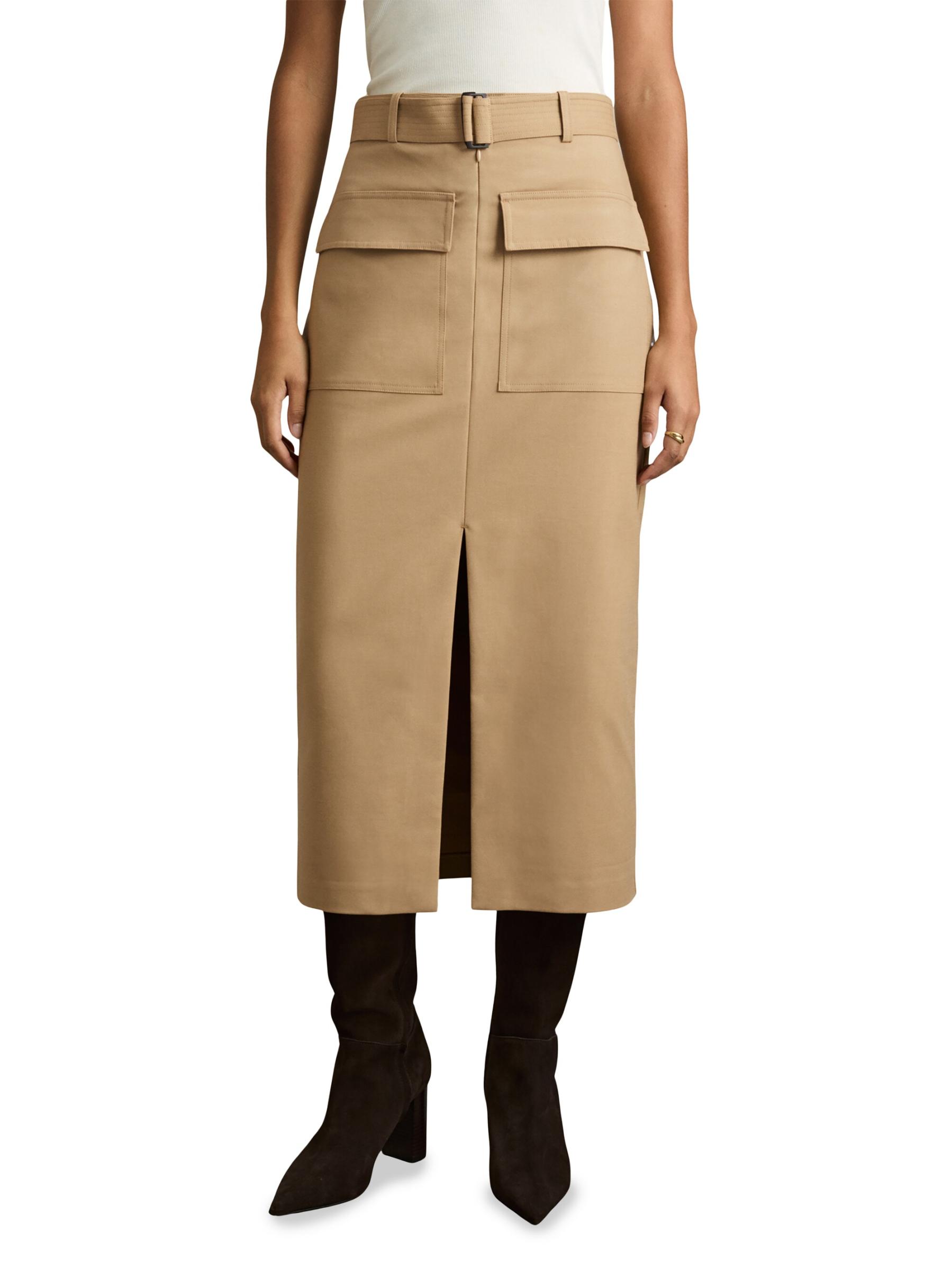 【海外限定】REISSスカート☆Oakley Cargo Pencil Skirt With Co Reiss Oakley Belted Gabardine Cargo Midi Skirt | Neiman Marcus