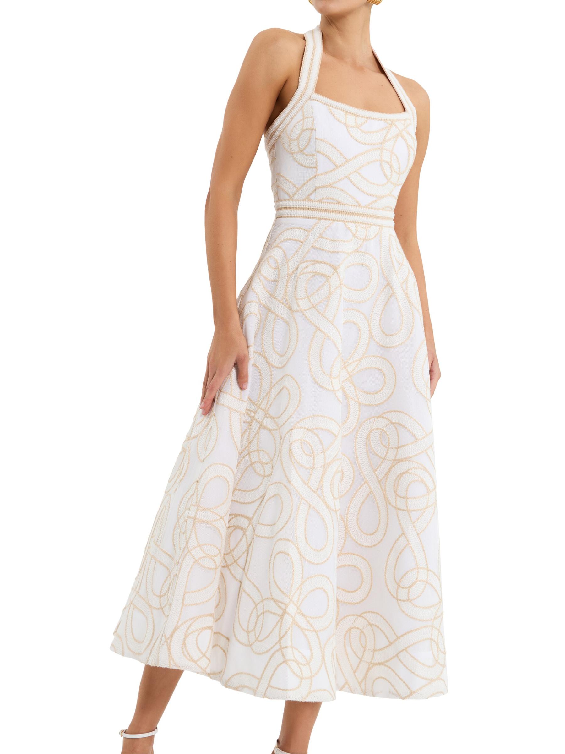 【REBECCA VALLANCEC】Irena embroidered halterneck midi dress Irena embroidered halterneck midi dress in white - Rebecca