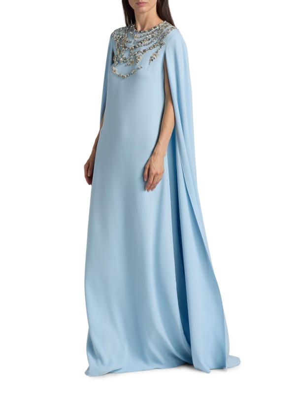 #3: فستان من مزيج الحرير المطرز والمزين بالكريستال - سكاي