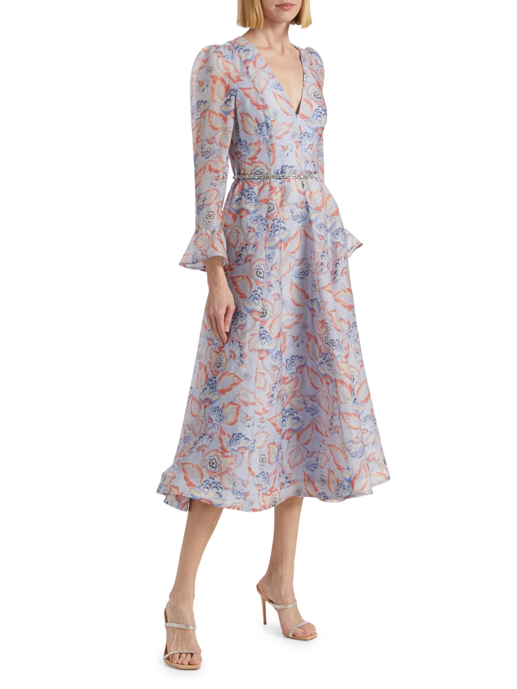 送料込/関税込■ZIMMERMANN■Eden リネン＆シルク ミディドレス Zimmermann Eden Paisley Linen & Silk Belted Minidress | Saks