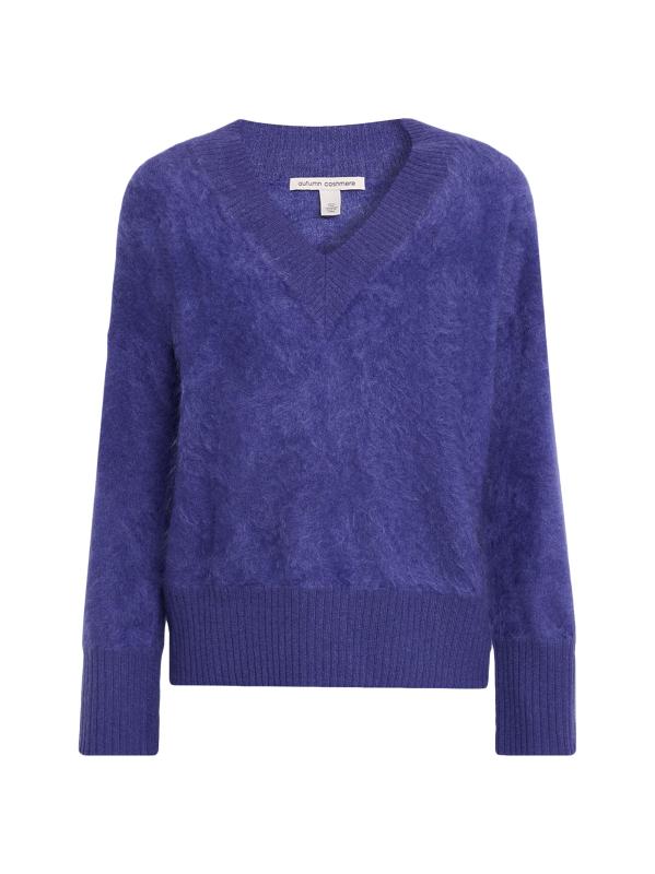 سترة من الكشمير المصقول برقبة على شكل حرف V