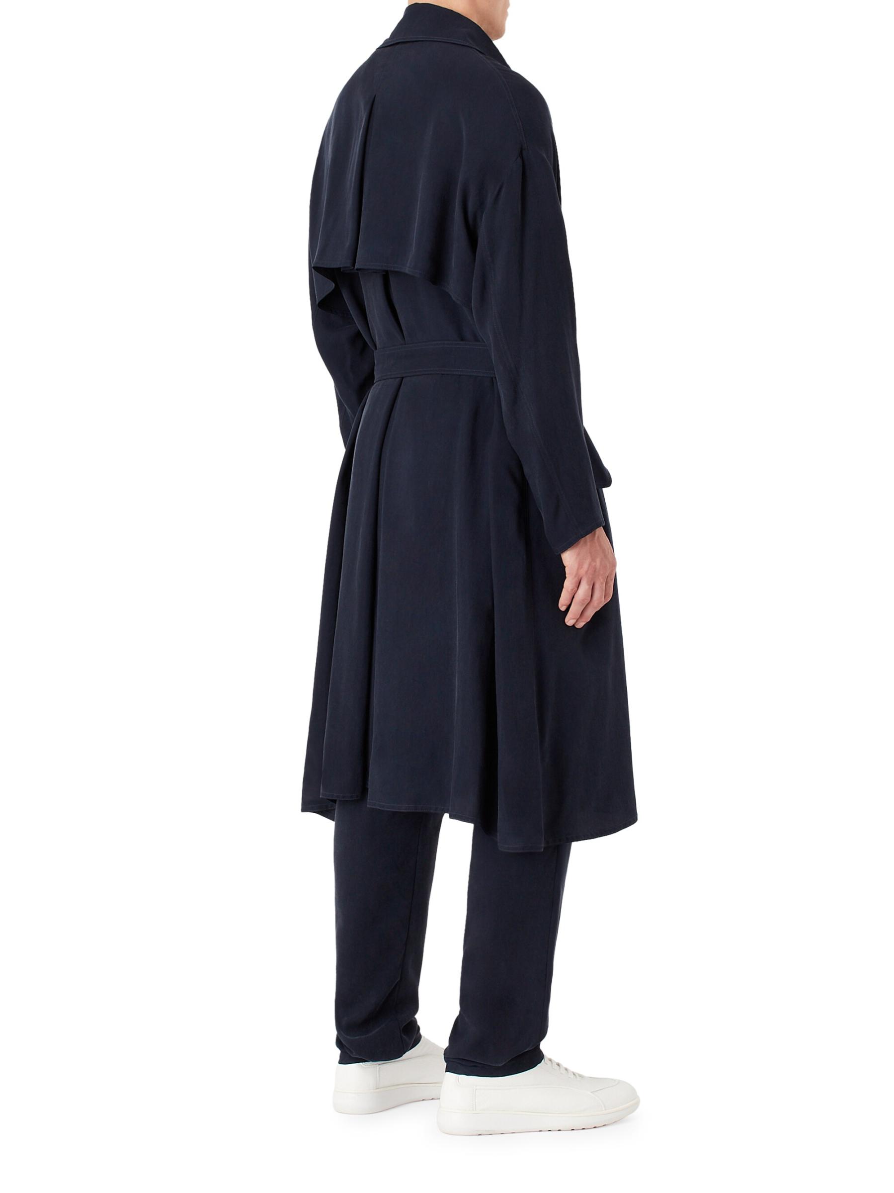 EMPORIO ARMANI ブラック ダブルブレスト コート ダブルブレスト トレンチコート ソフトタッチナイロン | Emporio